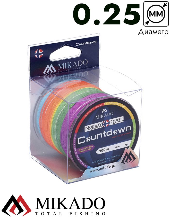 Плетеный шнур Mikado NORWAY QUEST COUNTDOWN 0,25 (300 м)-20,90 кг.