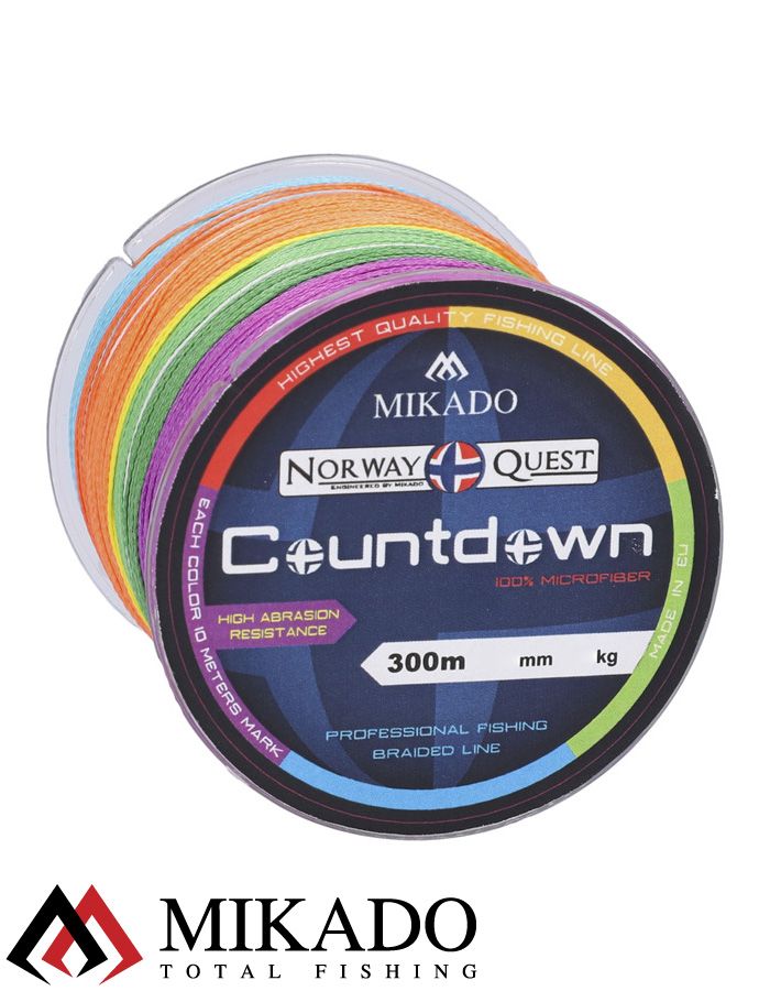 Плетеный шнур Mikado NORWAY QUEST COUNTDOWN 0,20 (300 м)-16,80 кг.