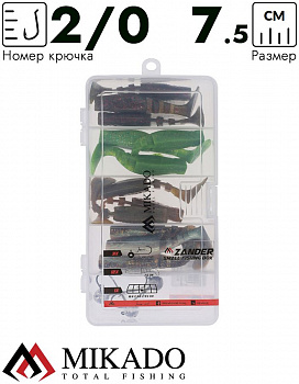 Набор силиконовых приманок Mikado ZANDER SOFT LURE KIT на судака в коробке мал.